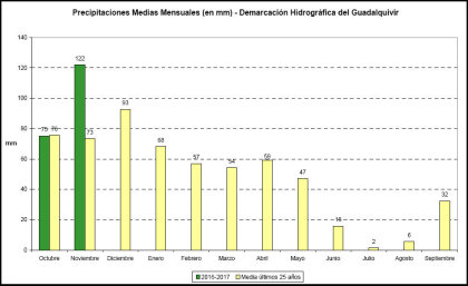 Precipitación media mensual año hidrológico