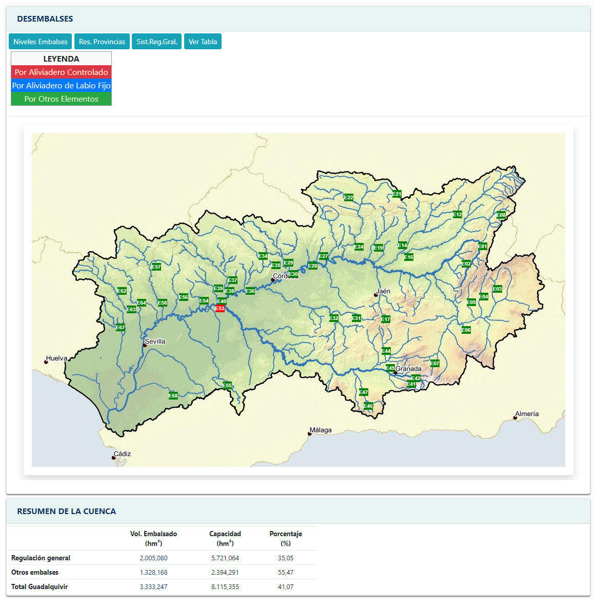 Mapa de Desembalses