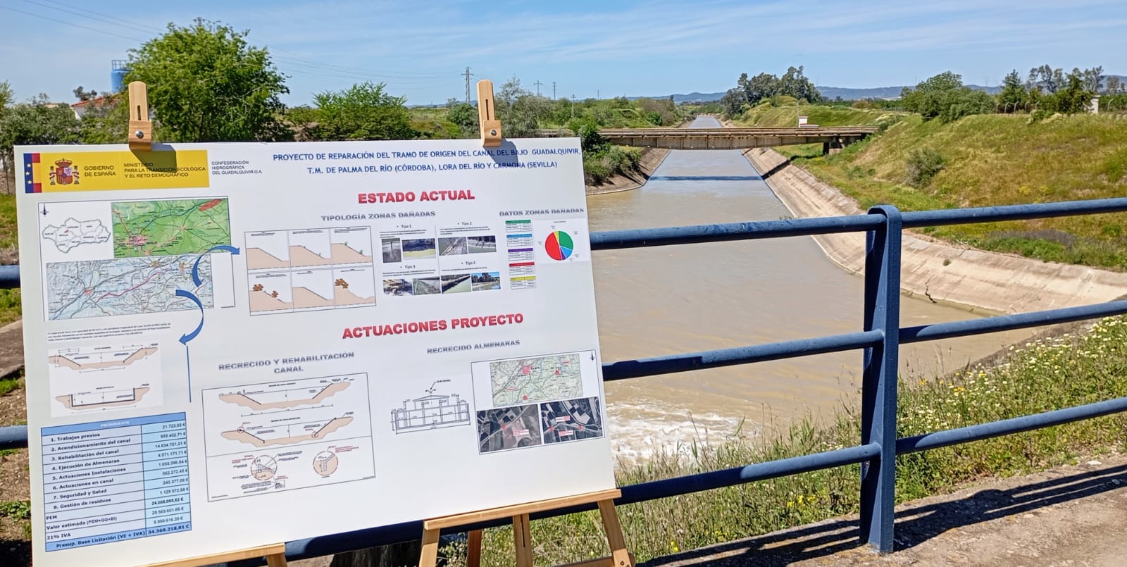 Inversión de 34,5 millones de euros en el tramo origen del Canal del Bajo Guadalquivir